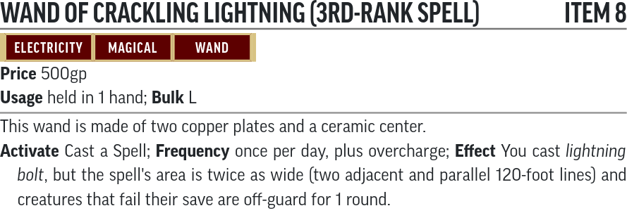 3rd Rank Wand of Crackling Lightning stats